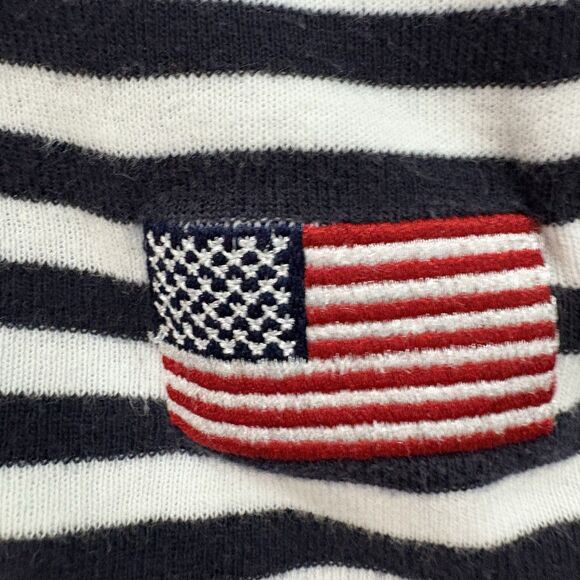 Y2K Liz Claiborne Flag Stripe Baby Tee Women’s L 4th of July Retro Vibes USA - Picture 2 of 8